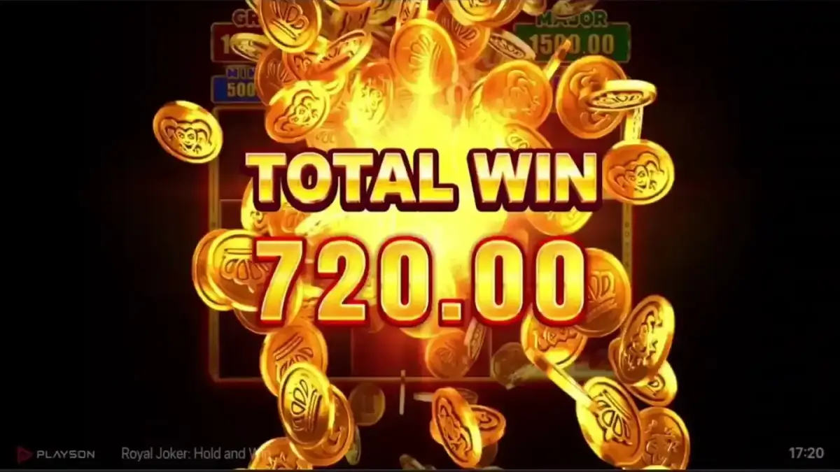 Hold and Win feature with coins held in place and jackpot values
